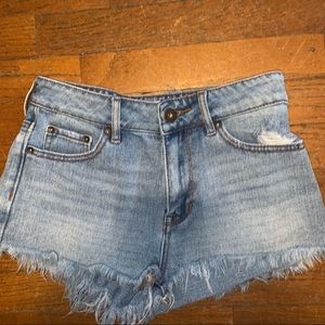 High rise denim shorts